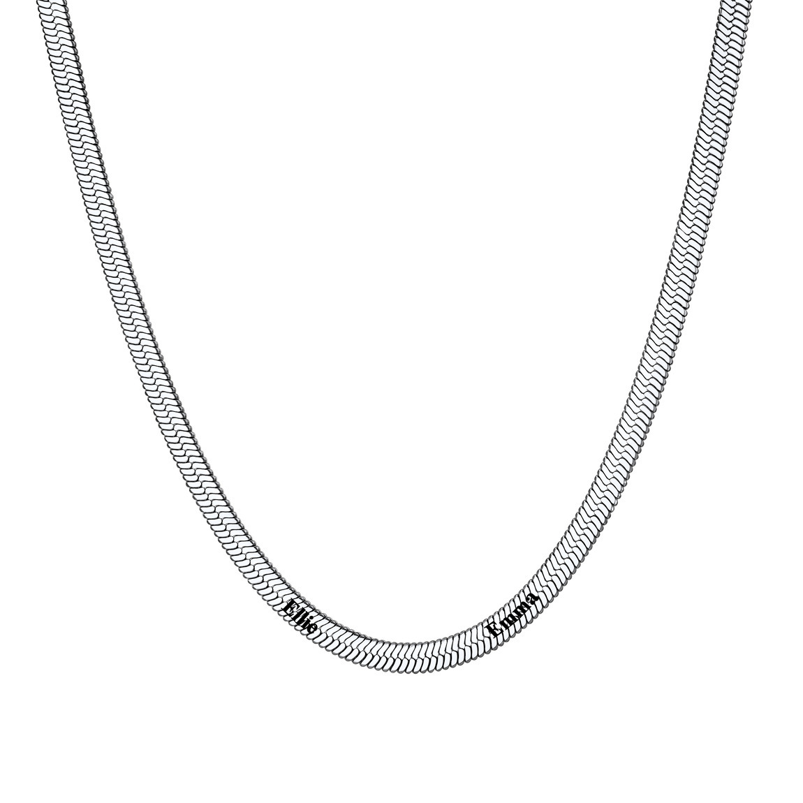 Custom Family Names Choker Flat Snake Chain For Her