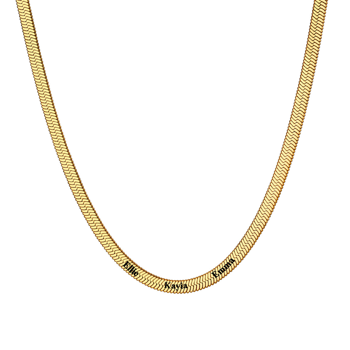 Custom Family Names Choker Flat Snake Chain For Her