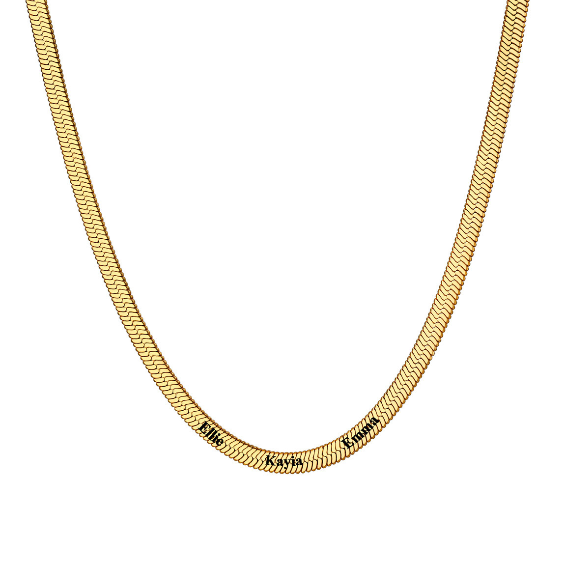 Custom Family Names Choker Flat Snake Chain For Her