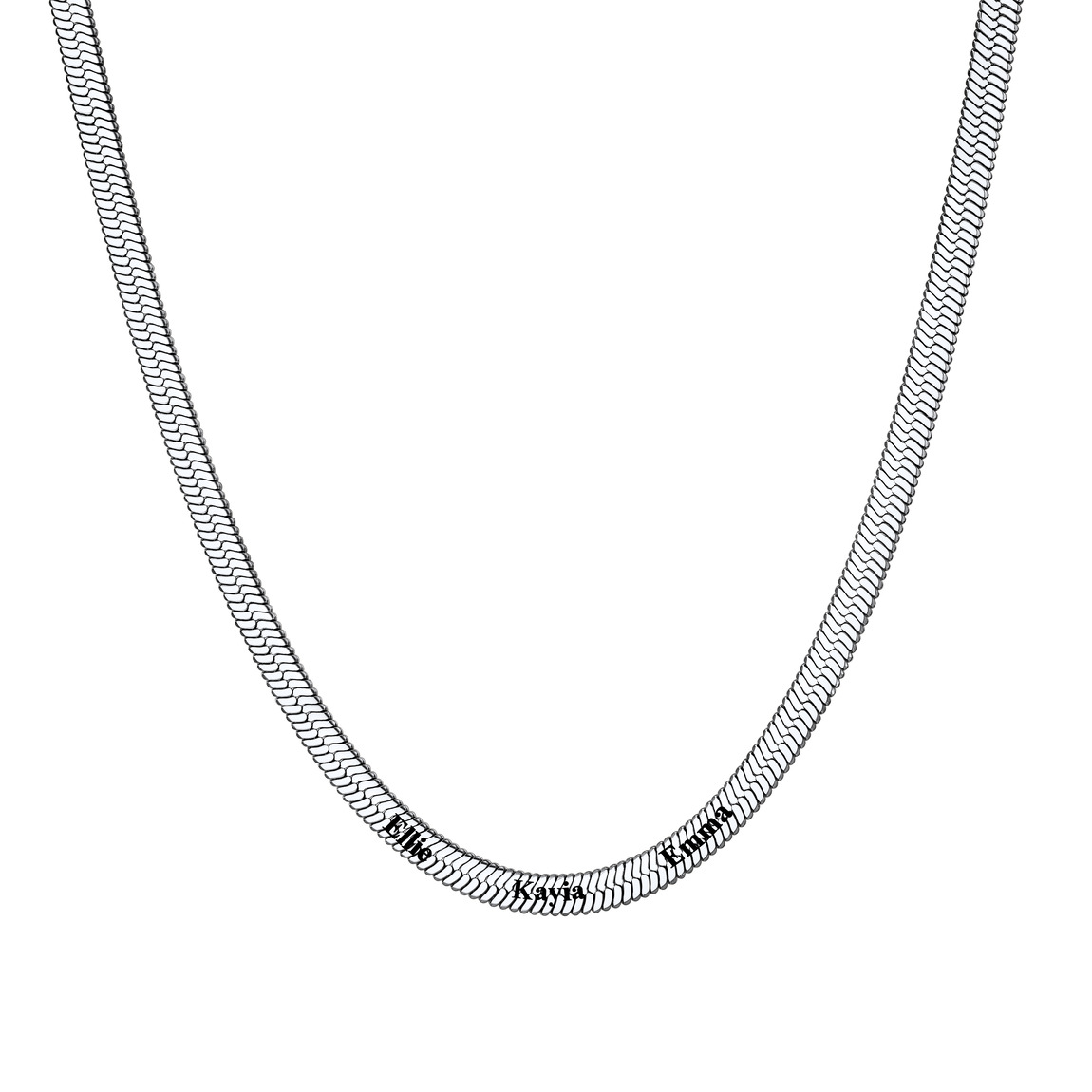 Custom Family Names Choker Flat Snake Chain For Her