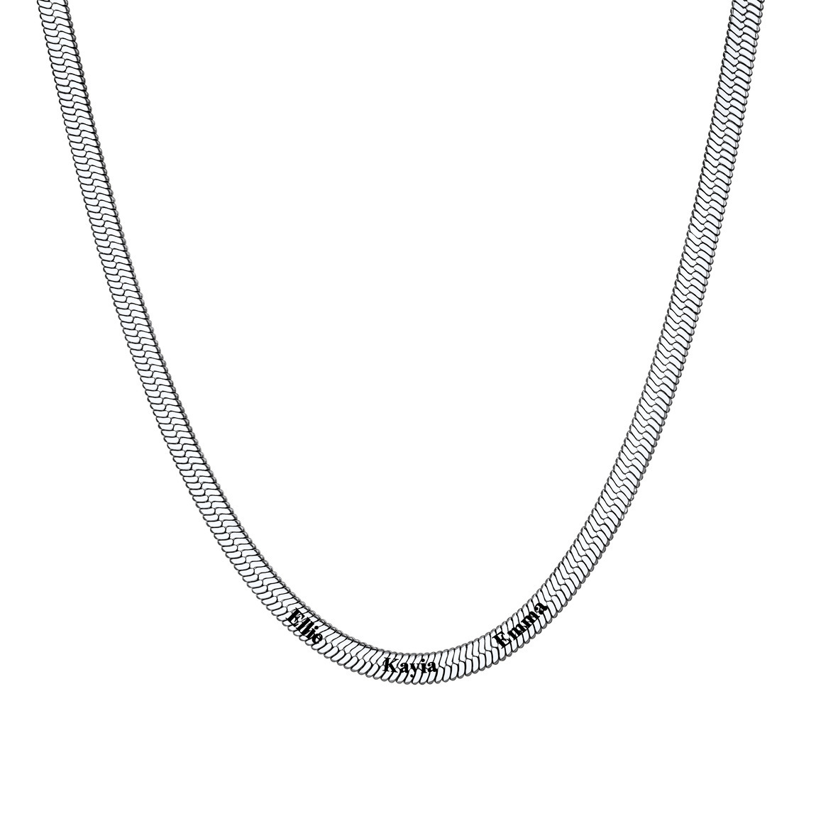 Custom Family Names Choker Flat Snake Chain For Her