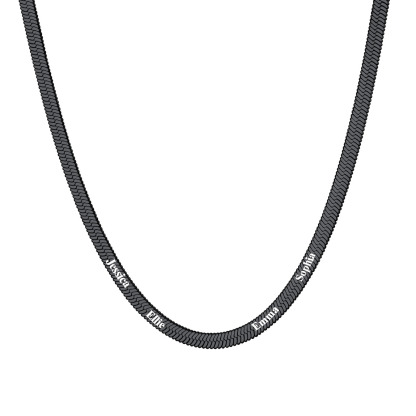 Custom Family Names Choker Flat Snake Chain For Her