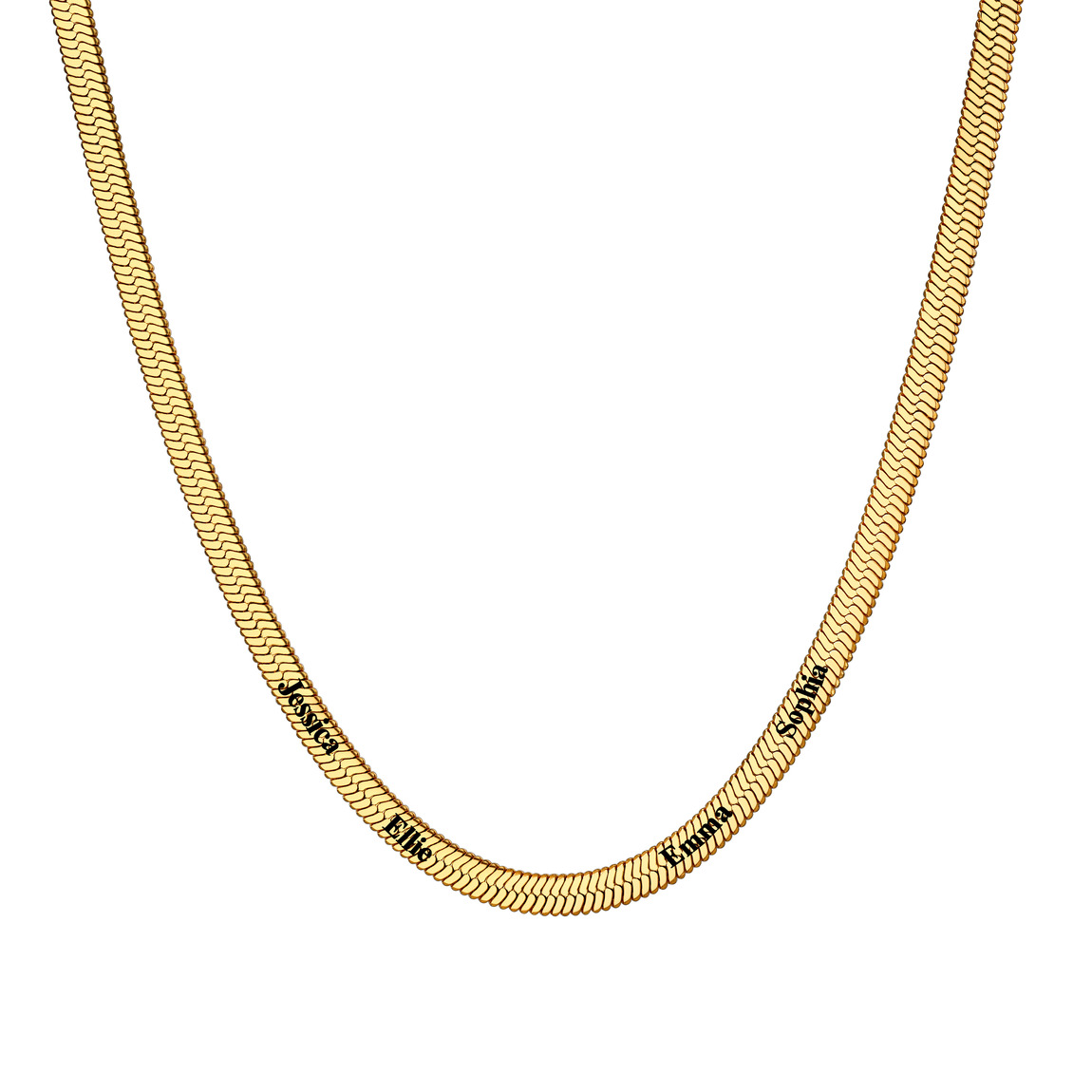 Custom Family Names Choker Flat Snake Chain For Her