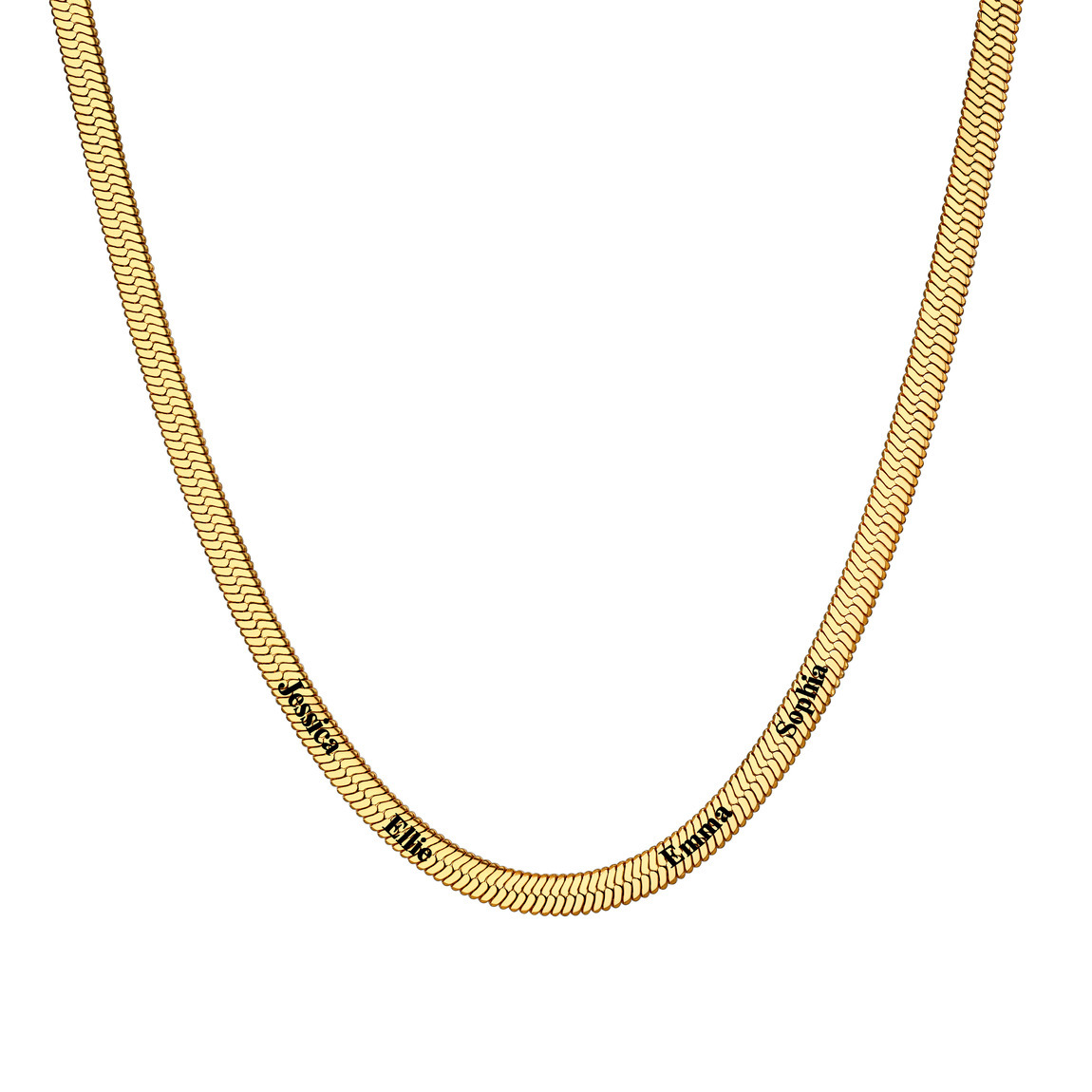 Custom Family Names Choker Flat Snake Chain For Her