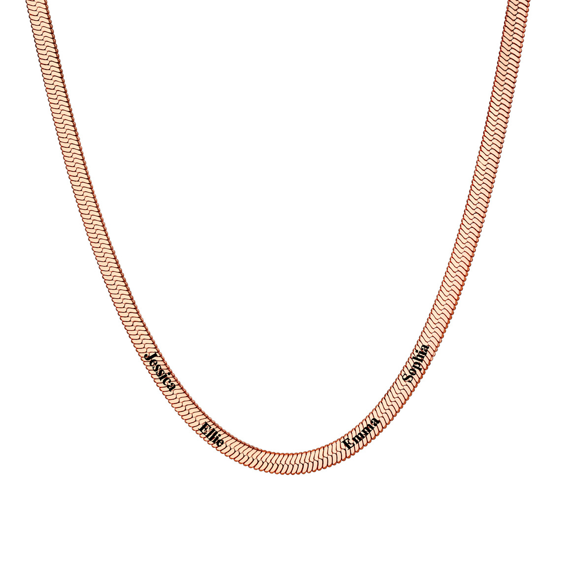 Custom Family Names Choker Flat Snake Chain For Her