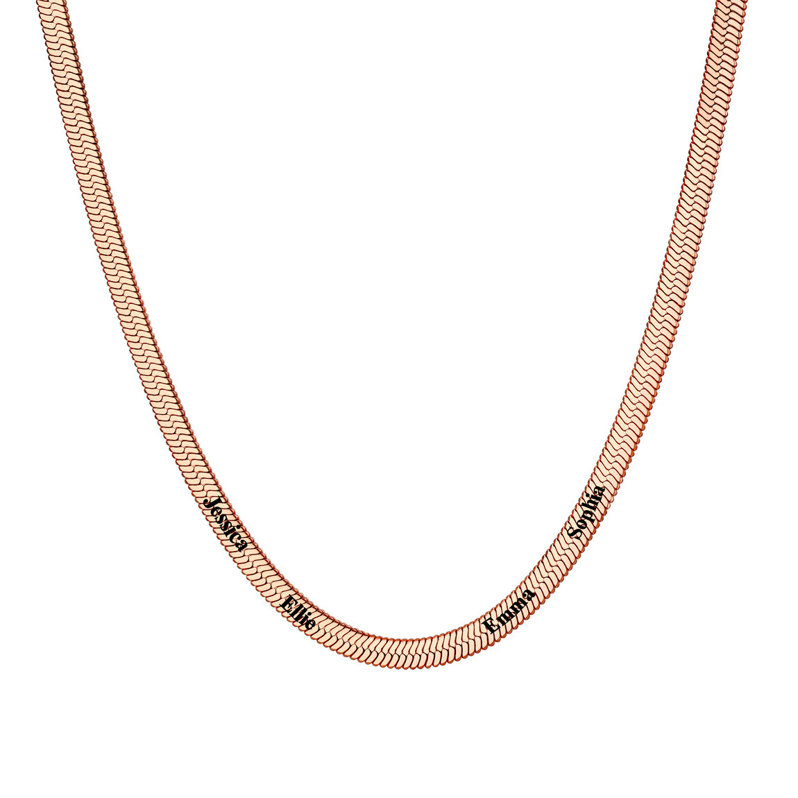 Custom Family Names Choker Flat Snake Chain For Her