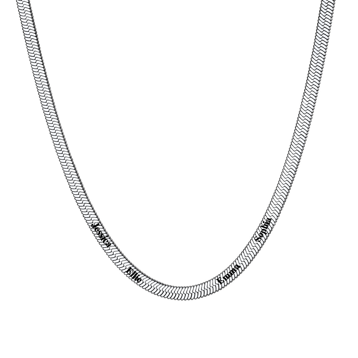 Custom Family Names Choker Flat Snake Chain For Her