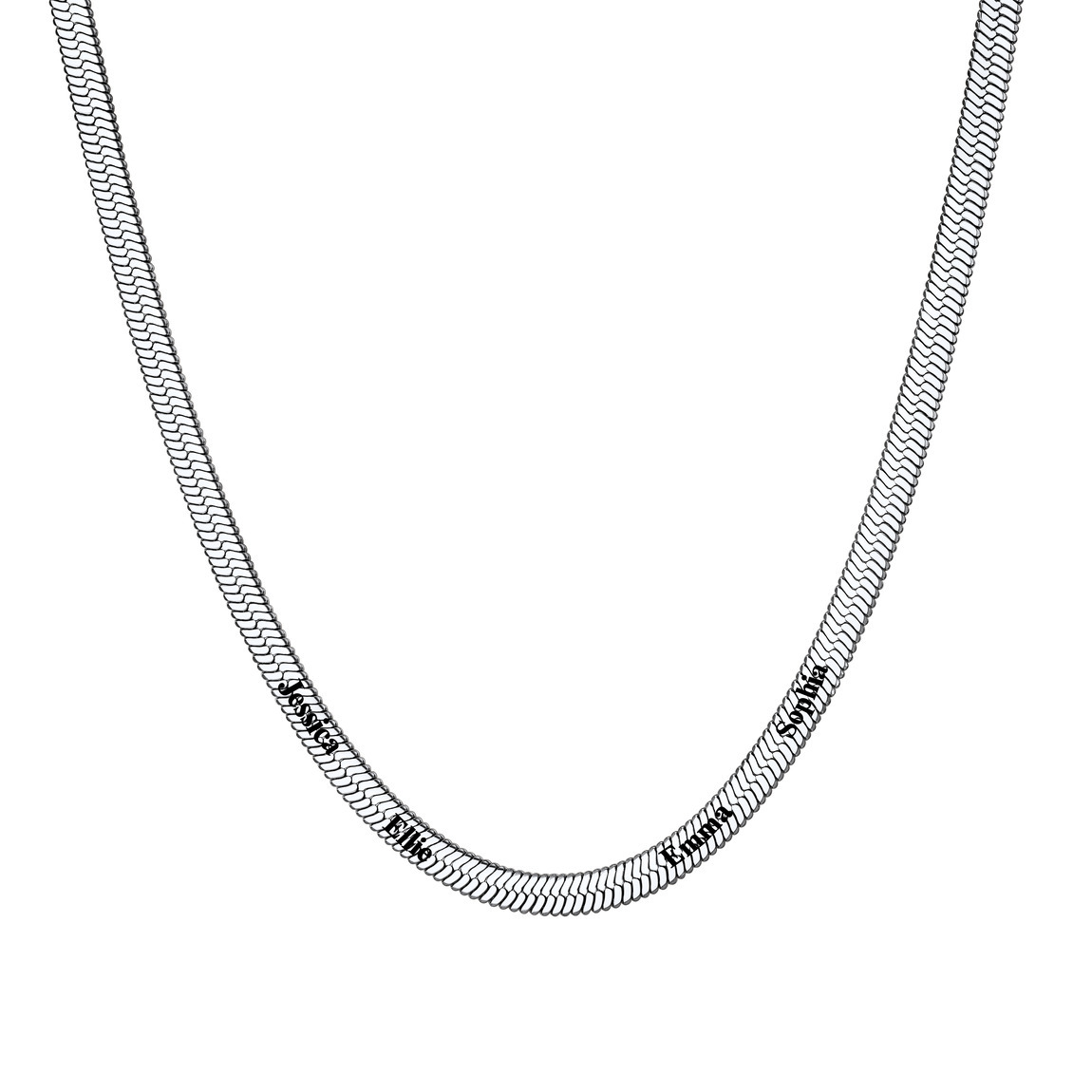 Custom Family Names Choker Flat Snake Chain For Her