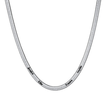 Custom Family Names Choker Flat Snake Chain For Her