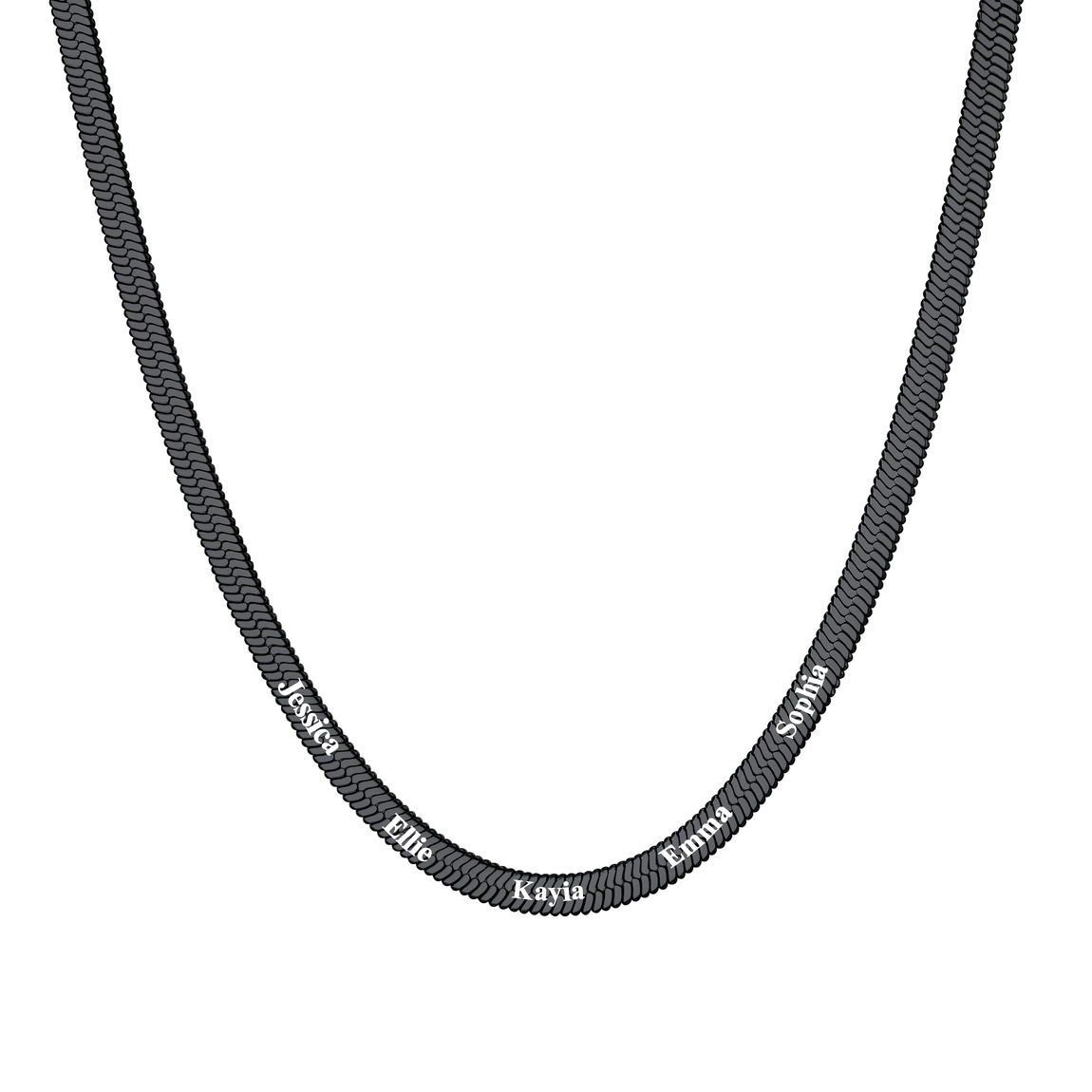 Custom Family Names Choker Flat Snake Chain For Her