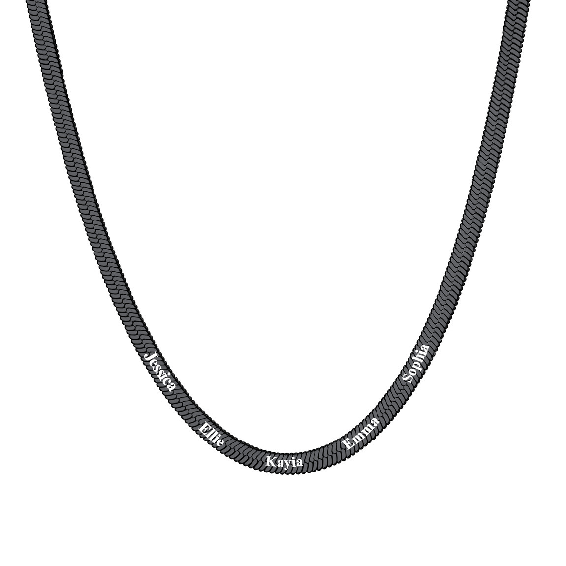 Custom Family Names Choker Flat Snake Chain For Her