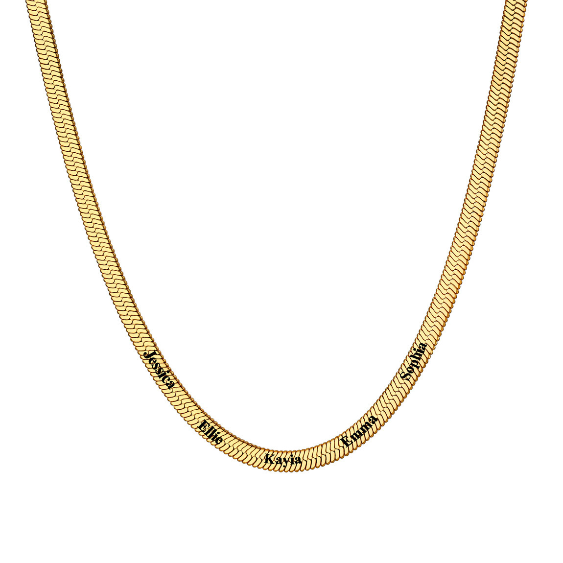 Custom Family Names Choker Flat Snake Chain For Her