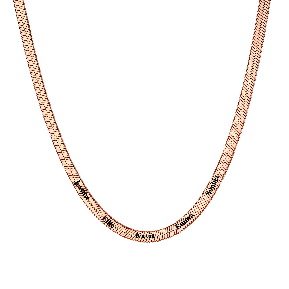 Custom Family Names Choker Flat Snake Chain For Her
