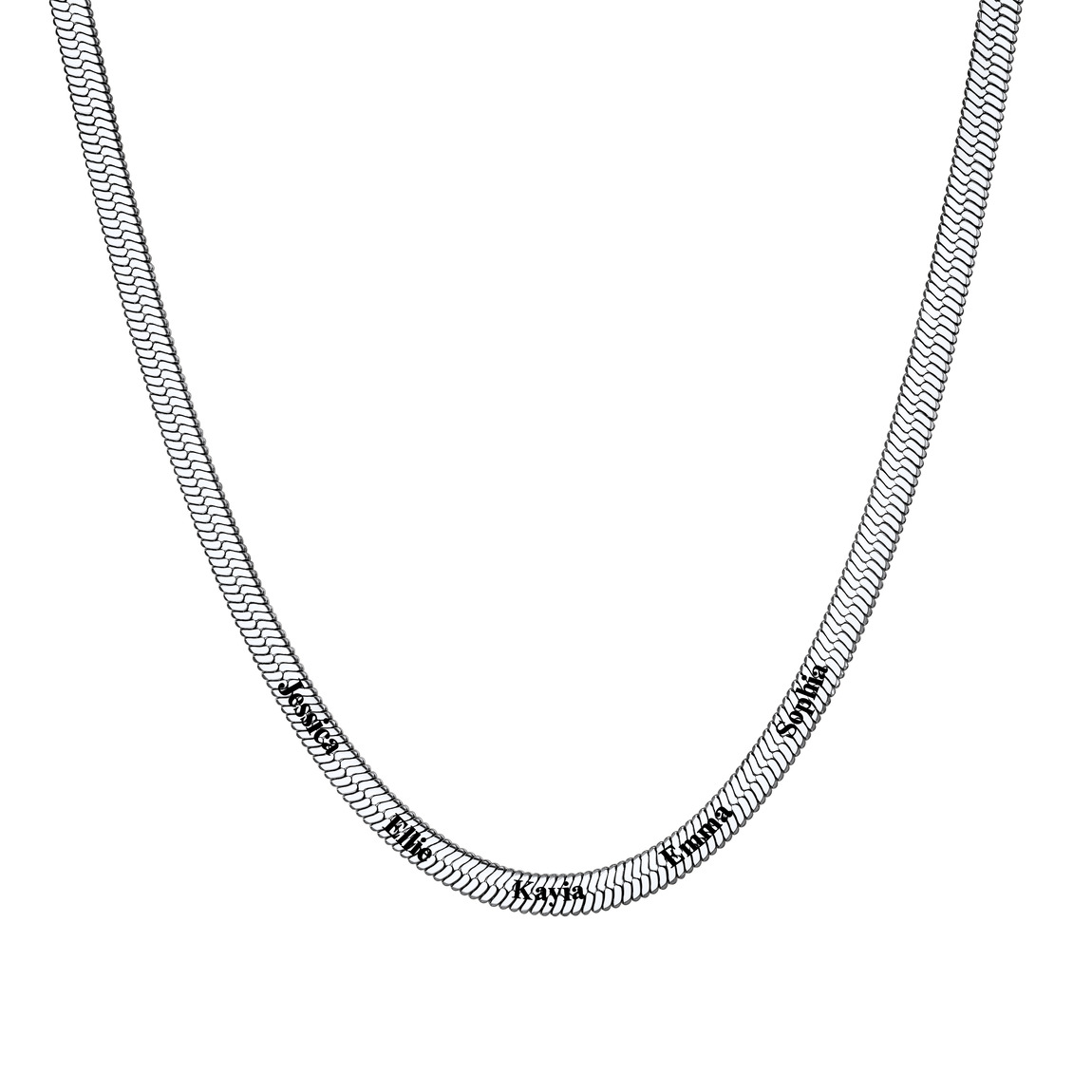 Custom Family Names Choker Flat Snake Chain For Her