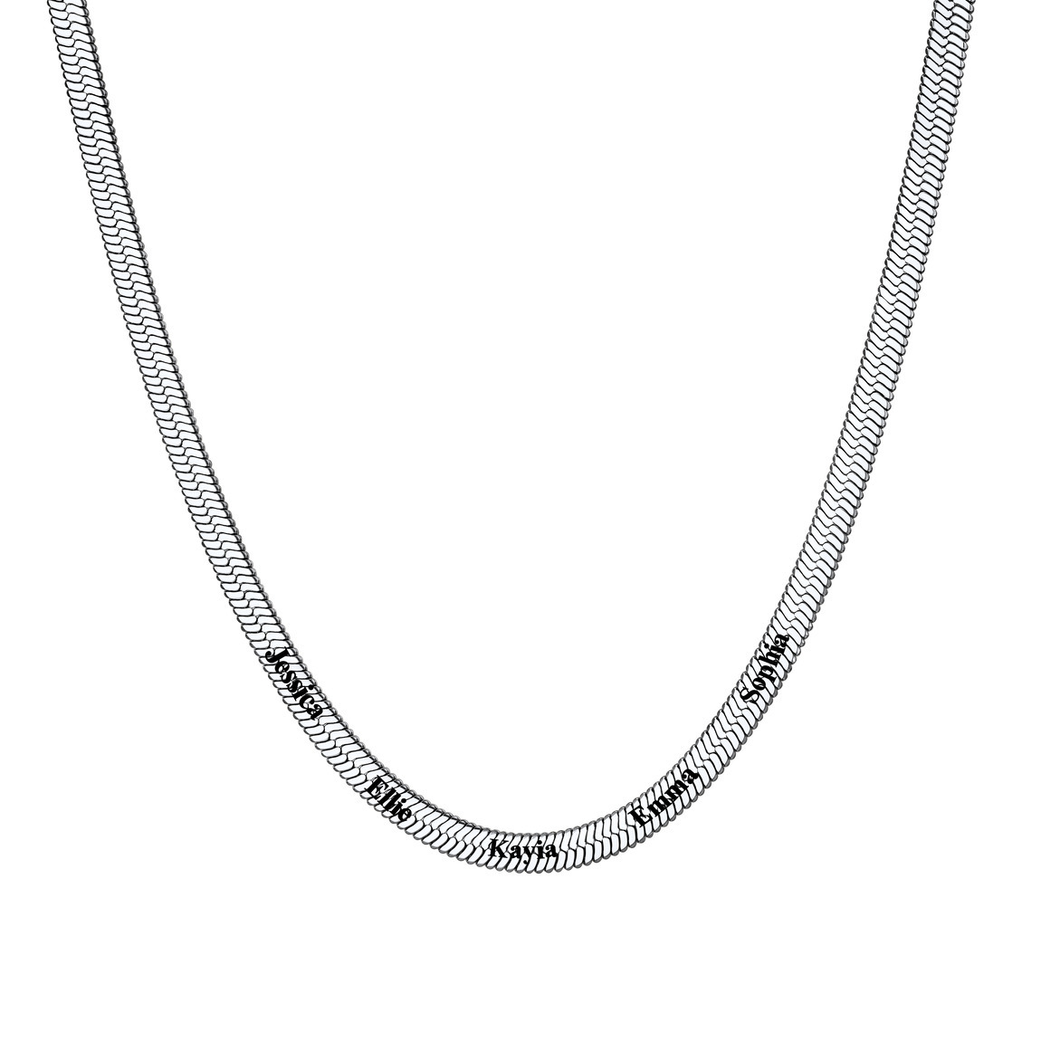 Custom Family Names Choker Flat Snake Chain For Her
