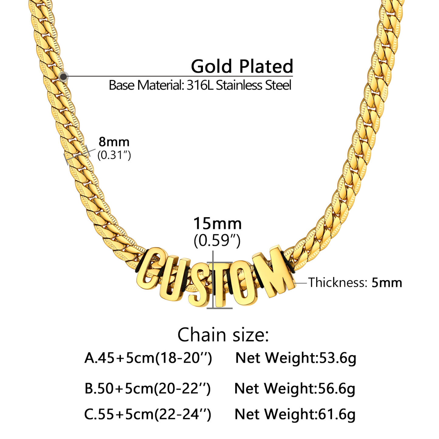 Custom Name  8mm Cuban Chain