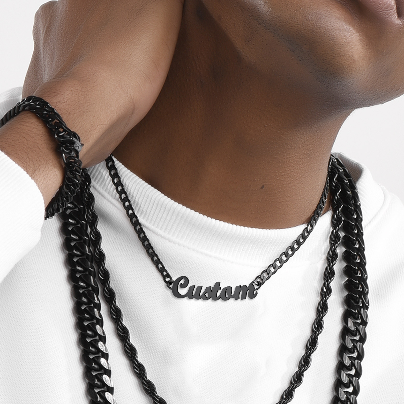 Custom Name 4mm Flat Chain For Men