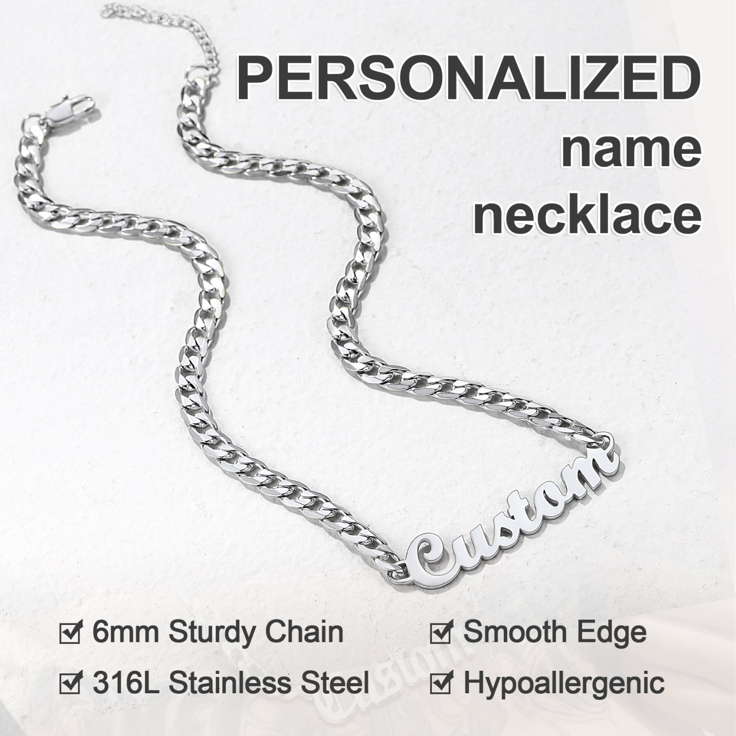 Custom Name 6mm Rope Chain For Men