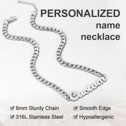 Custom Name 6mm Rope Chain For Men