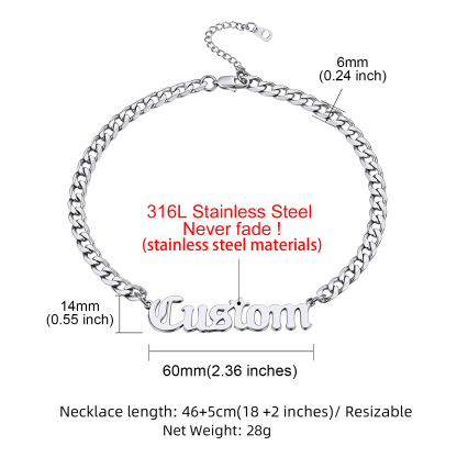 Custom Name 6mm Rope Chain For Men