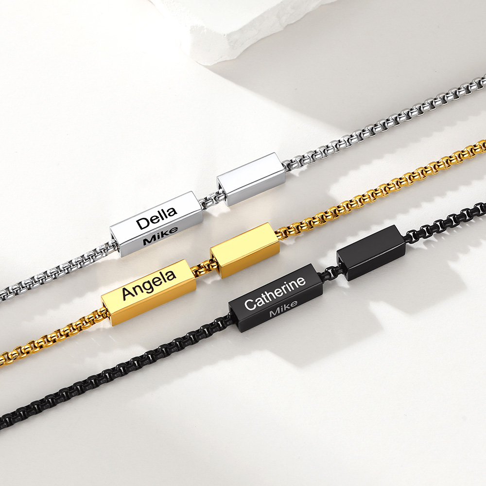 Custom Name Bar Necklace For Him & Her