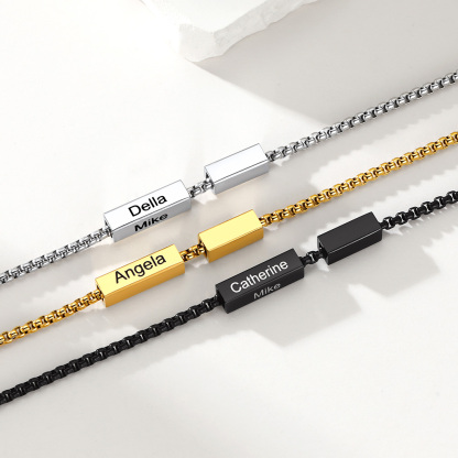 Custom Name Bar Necklace For Him & Her