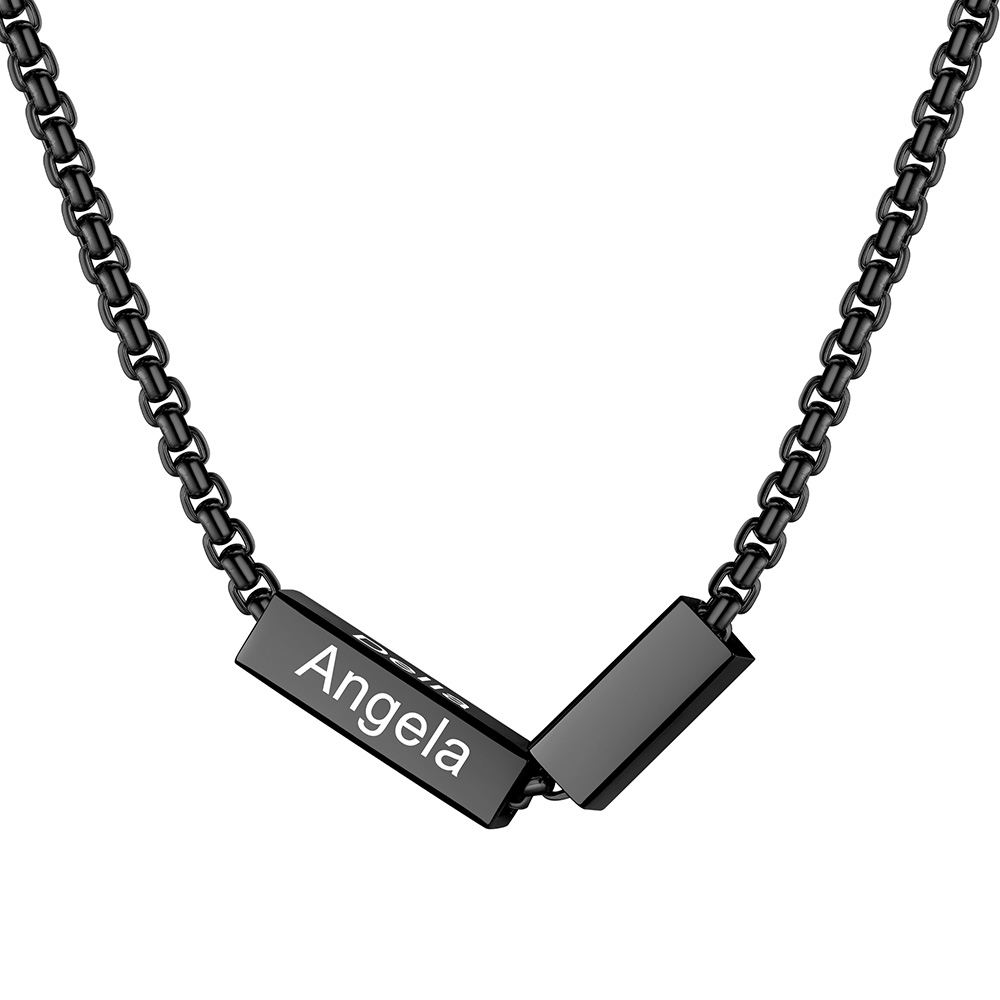 Custom Name Bar Necklace For Him & Her