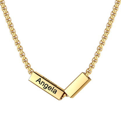 Custom Name Bar Necklace For Him & Her