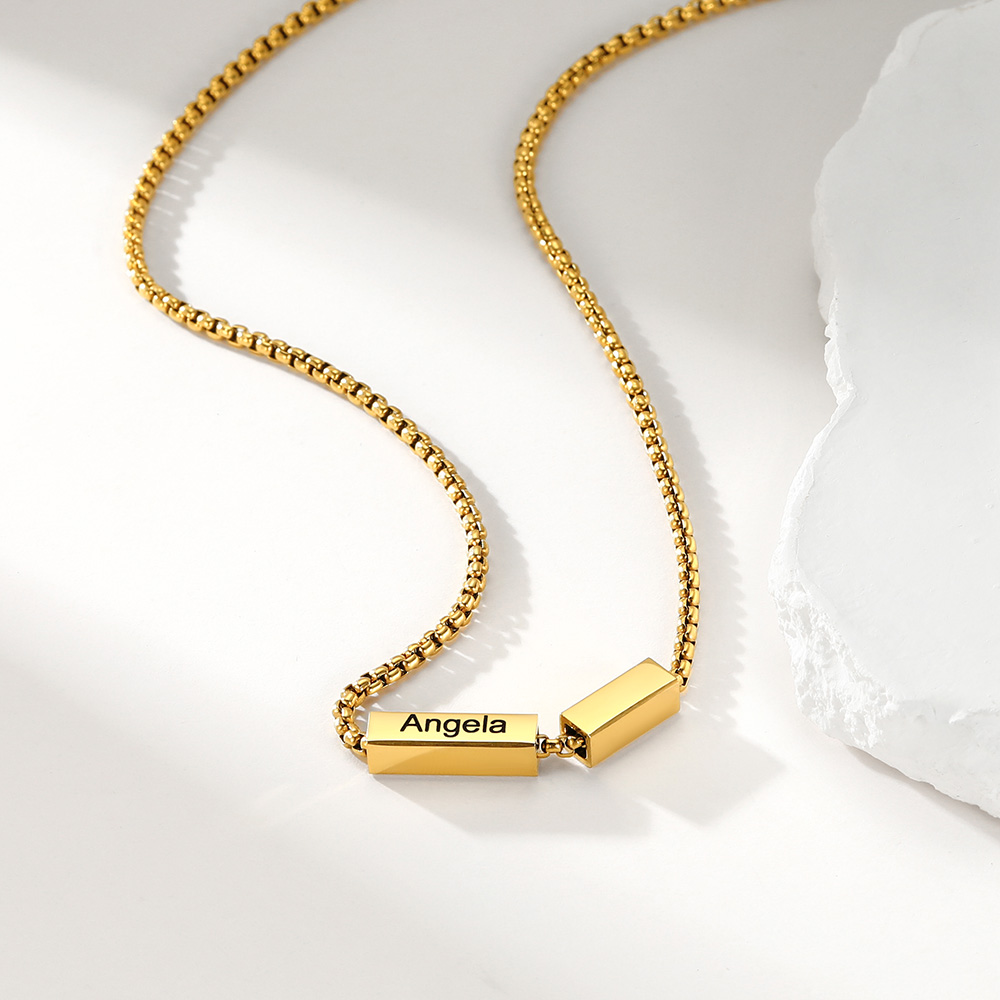 Custom Name Bar Necklace For Him & Her