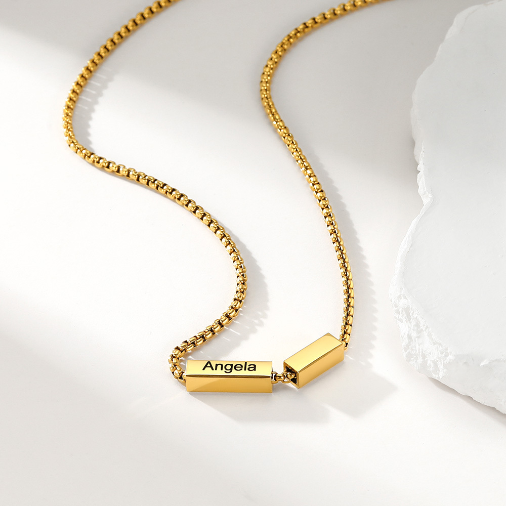 Custom Name Bar Necklace For Him & Her