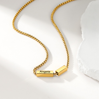 Custom Name Bar Necklace For Him & Her