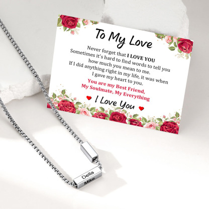 Custom Name Bar Necklace For Him & Her