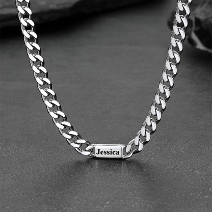 Custom Name Cuban Chain Necklace for Men, Stainless Steel
