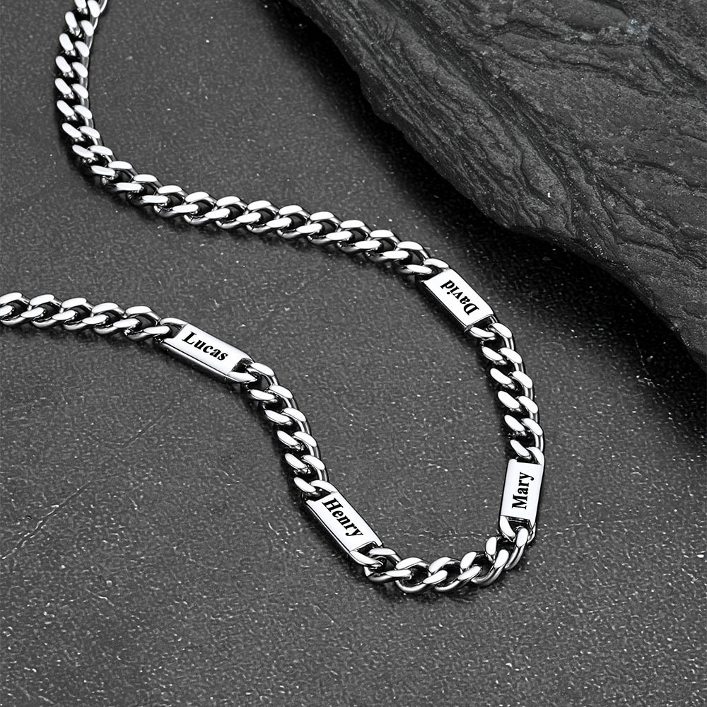Custom Name Cuban Chain Necklace for Men, Stainless Steel