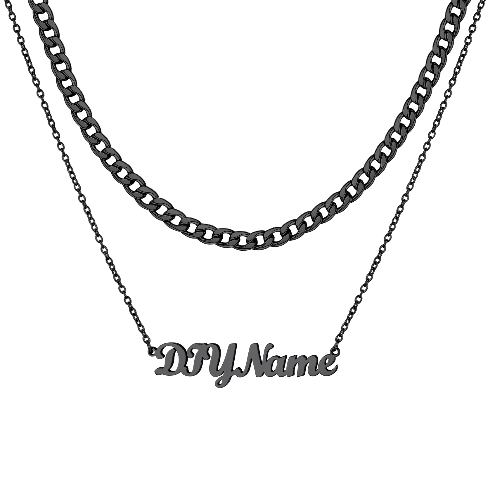Custom Name Layered Curb Chain For Him&Her
