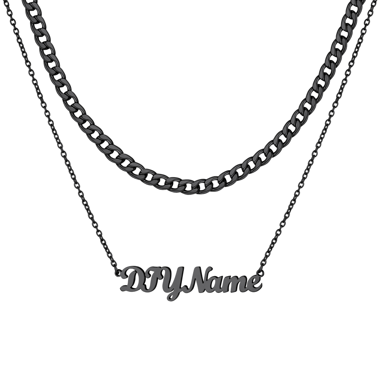 Custom Name Layered Curb Chain For Him&Her