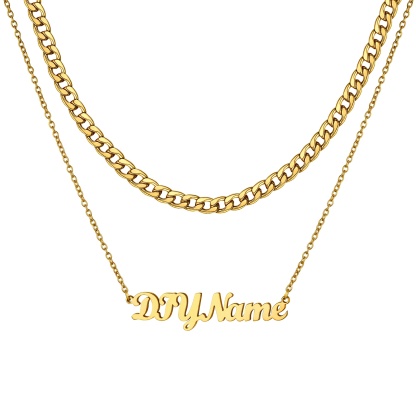 Custom Name Layered Curb Chain For Him&Her
