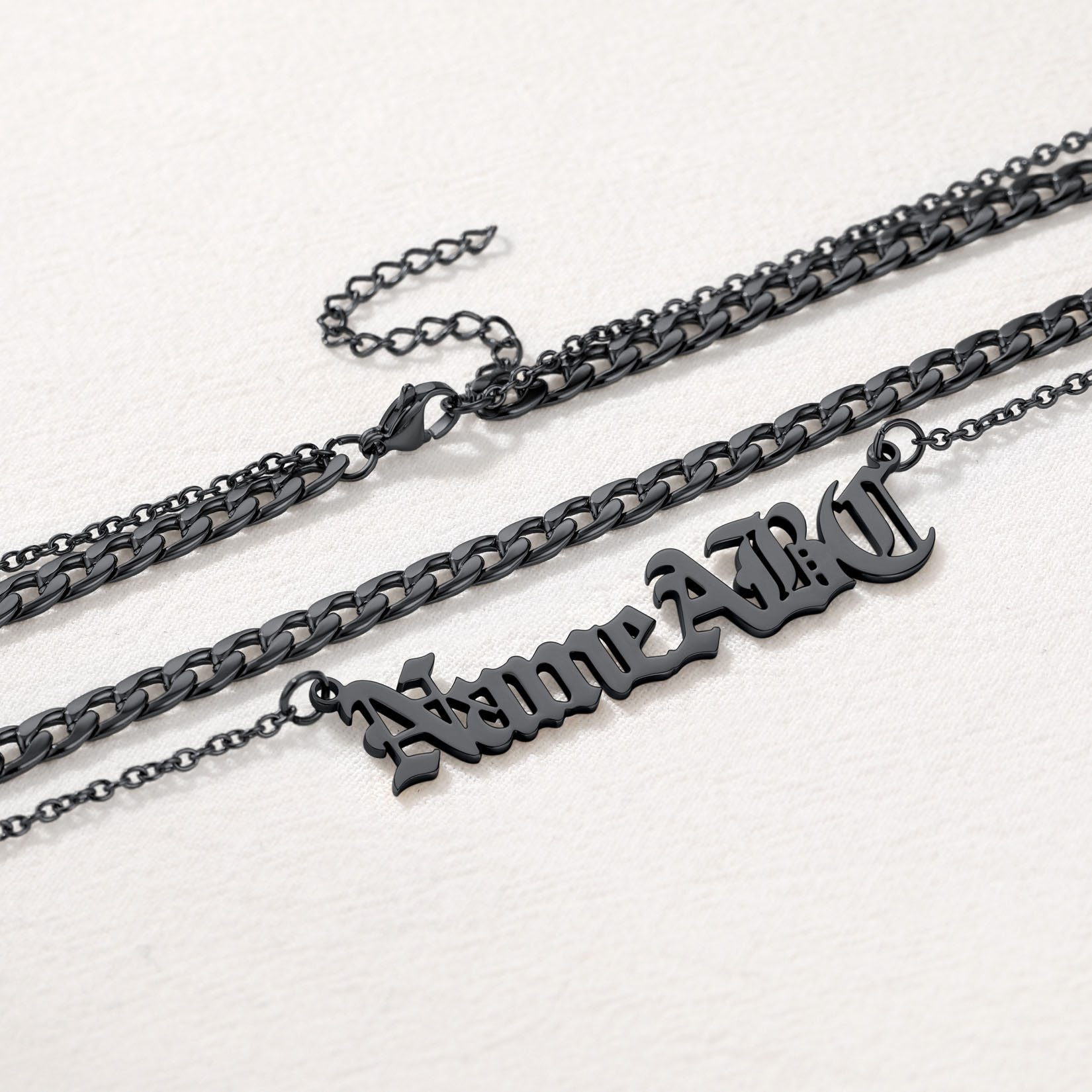 Custom Name Layered Curb Chain For Him&Her