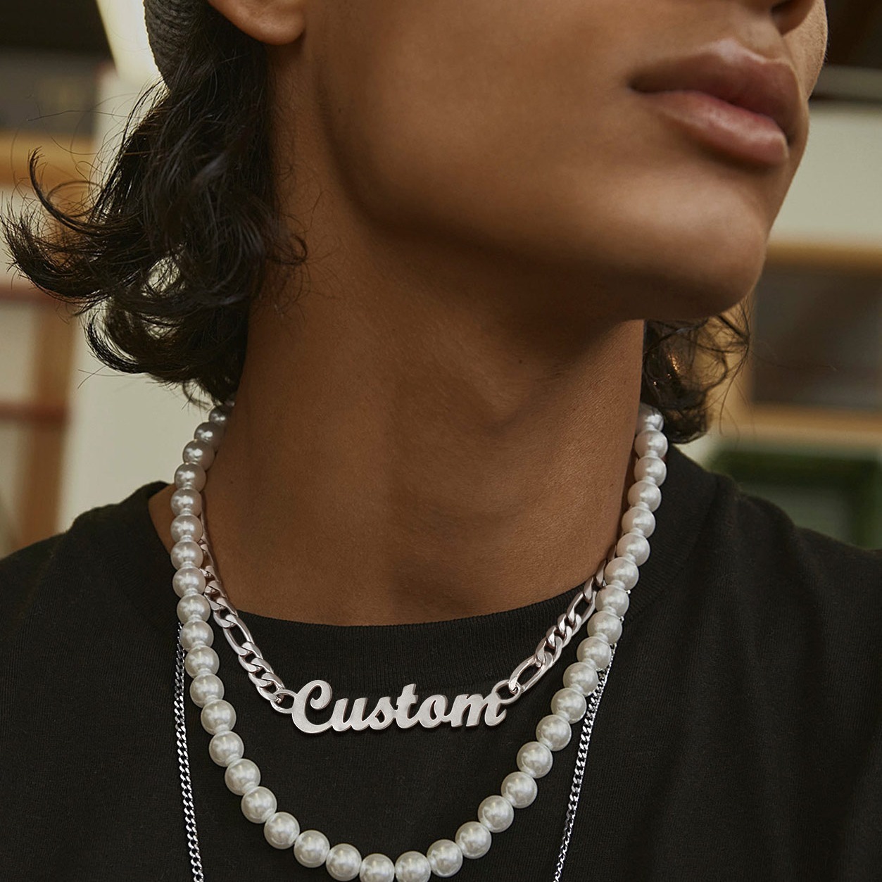 Custom Name Necklace 6mm Figaro Chain For Him