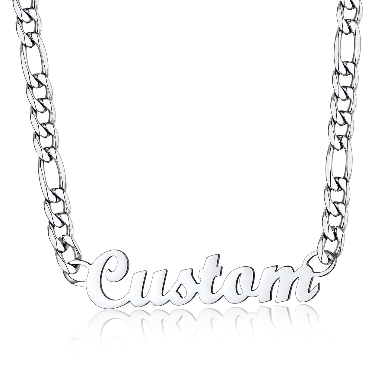 Custom Name Necklace 6mm Figaro Chain For Him