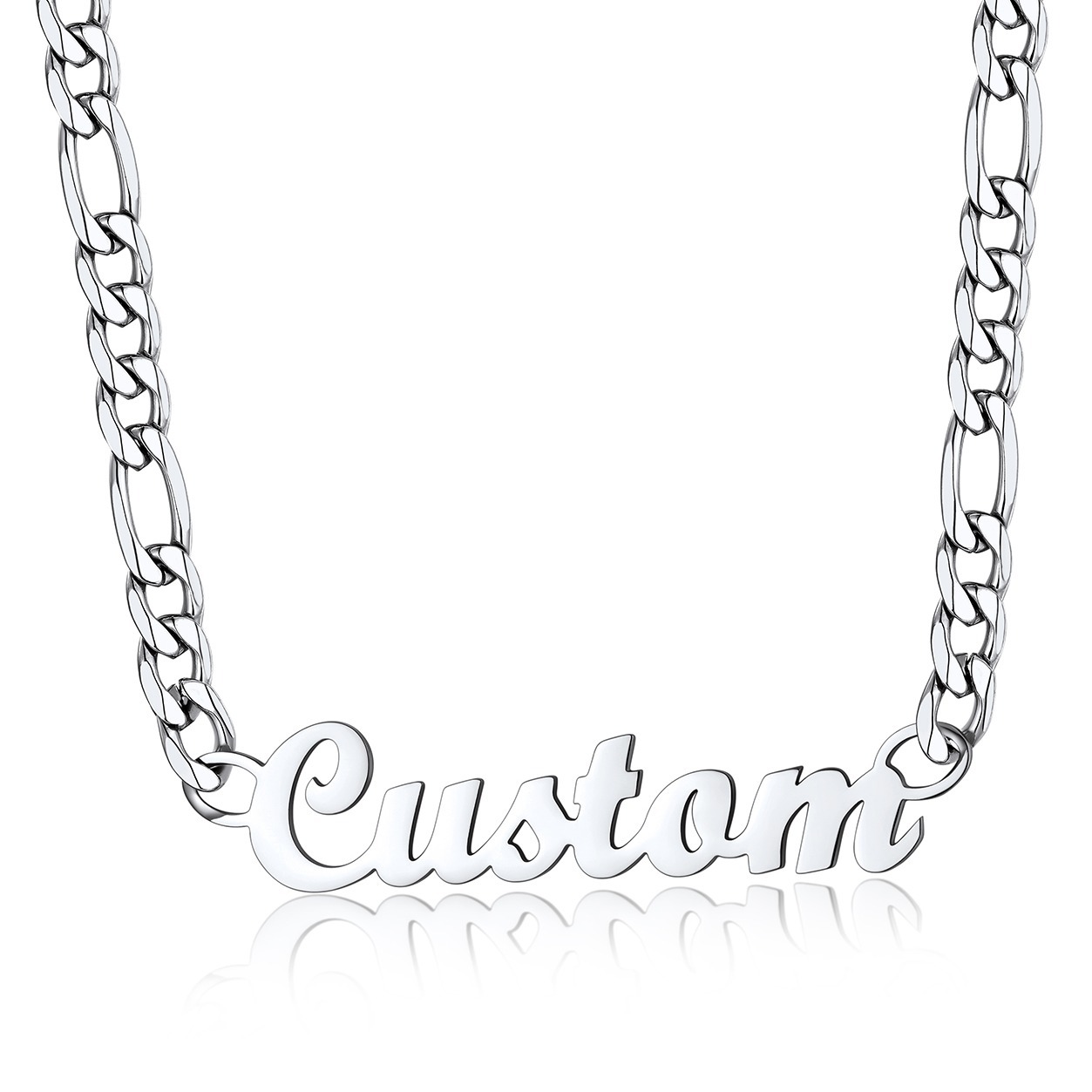 Custom Name Necklace 6mm Figaro Chain For Him