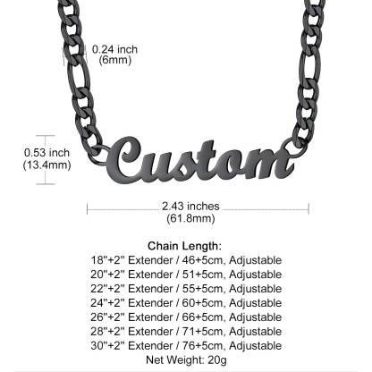 Custom Name Necklace 6mm Figaro Chain For Him