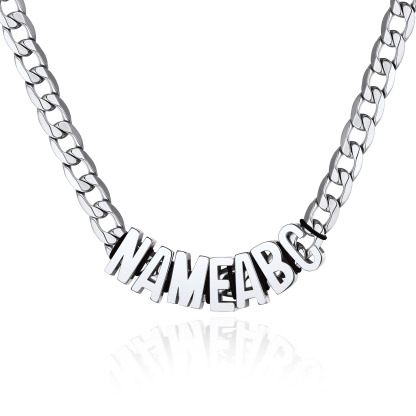 Custom Name Necklace 9mm Curb Chain For Him