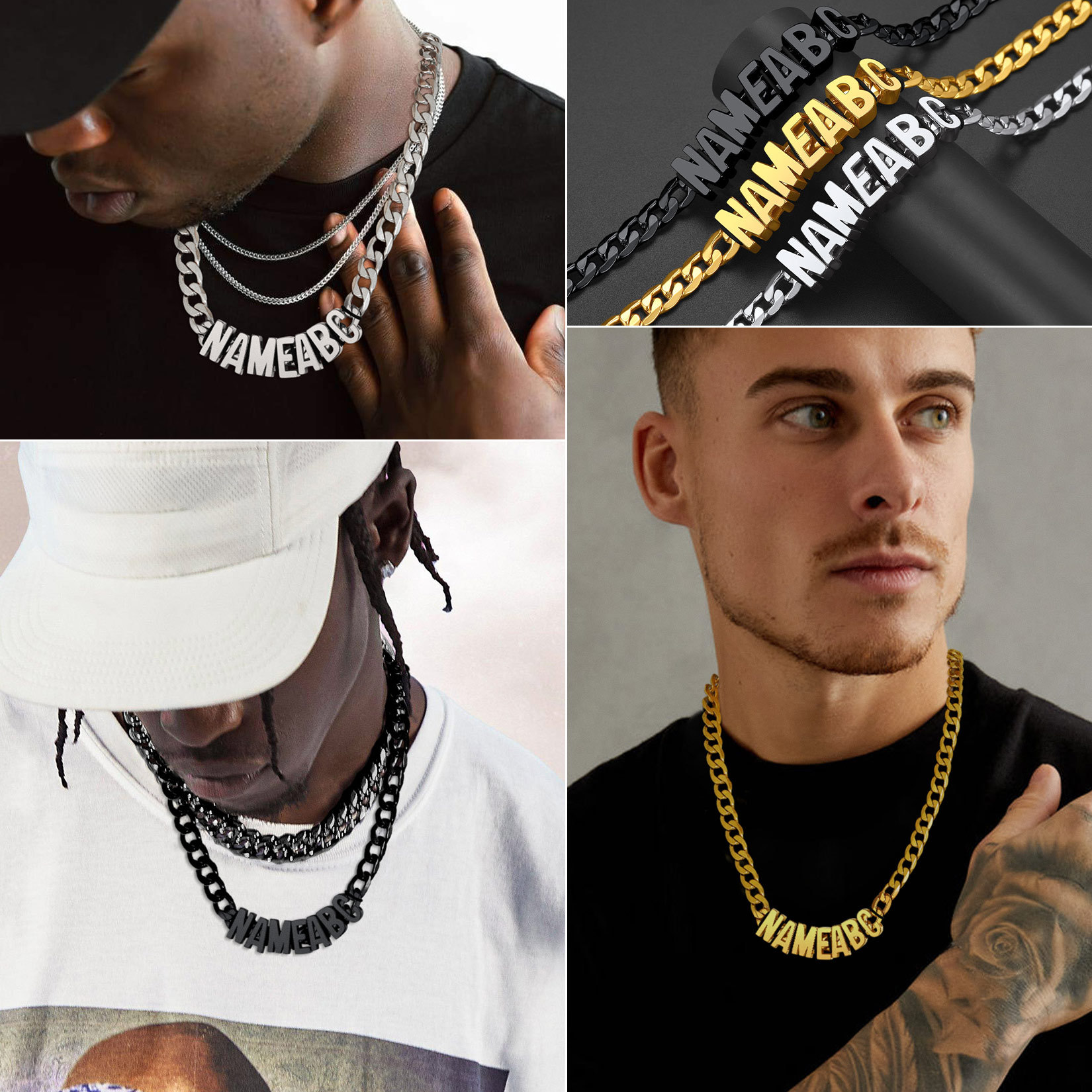 Custom Name Necklace 9mm Curb Chain For Him