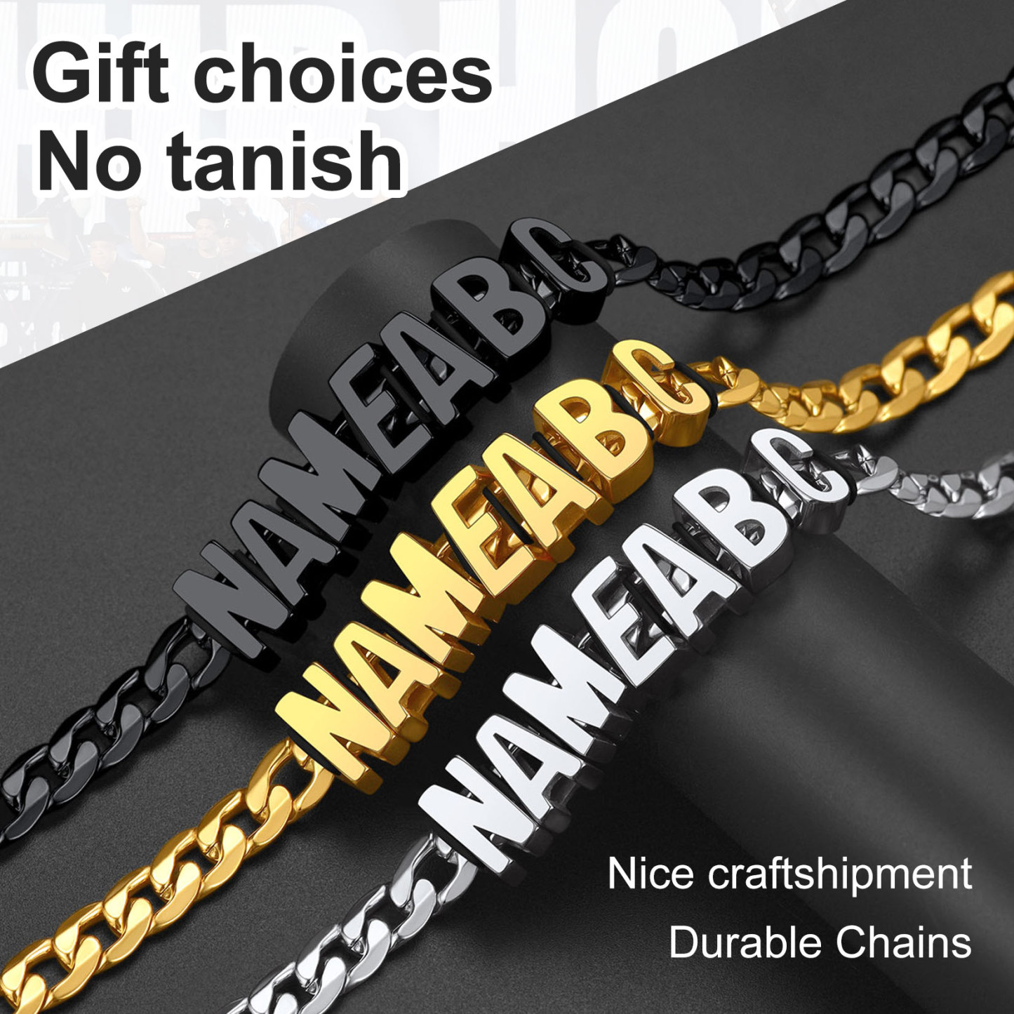 Custom Name Necklace 9mm Curb Chain For Him