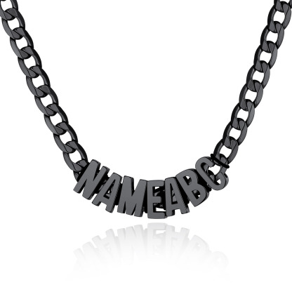 Custom Name Necklace 9mm Curb Chain For Him