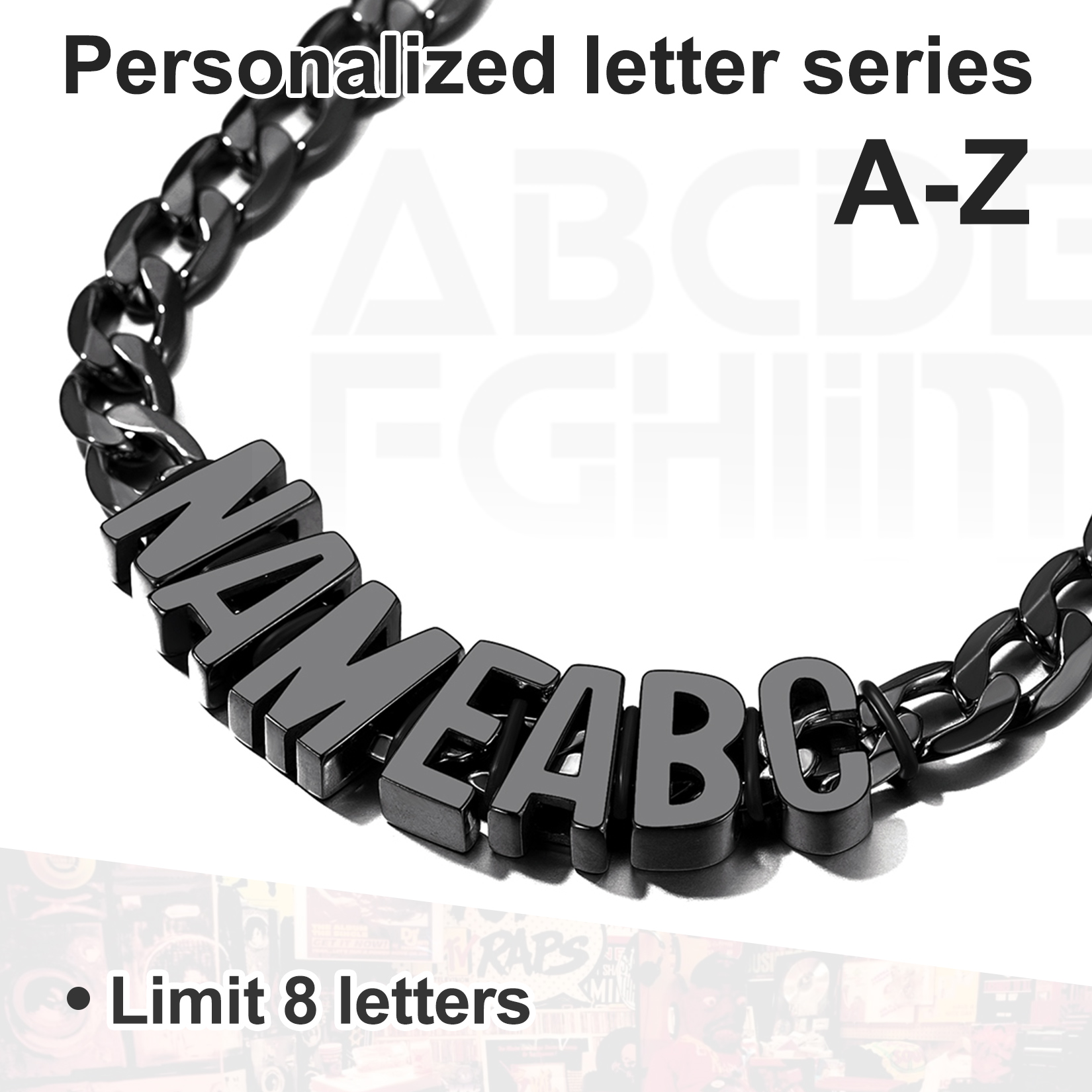 Custom Name Necklace 9mm Curb Chain For Him