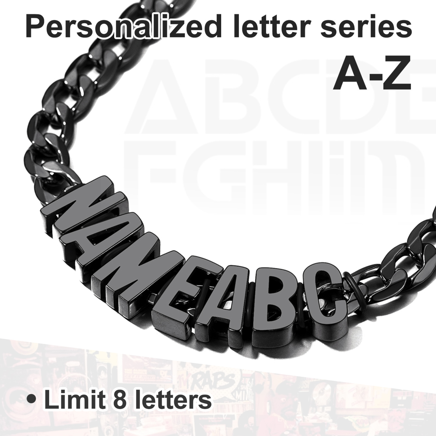 Custom Name Necklace 9mm Curb Chain For Him