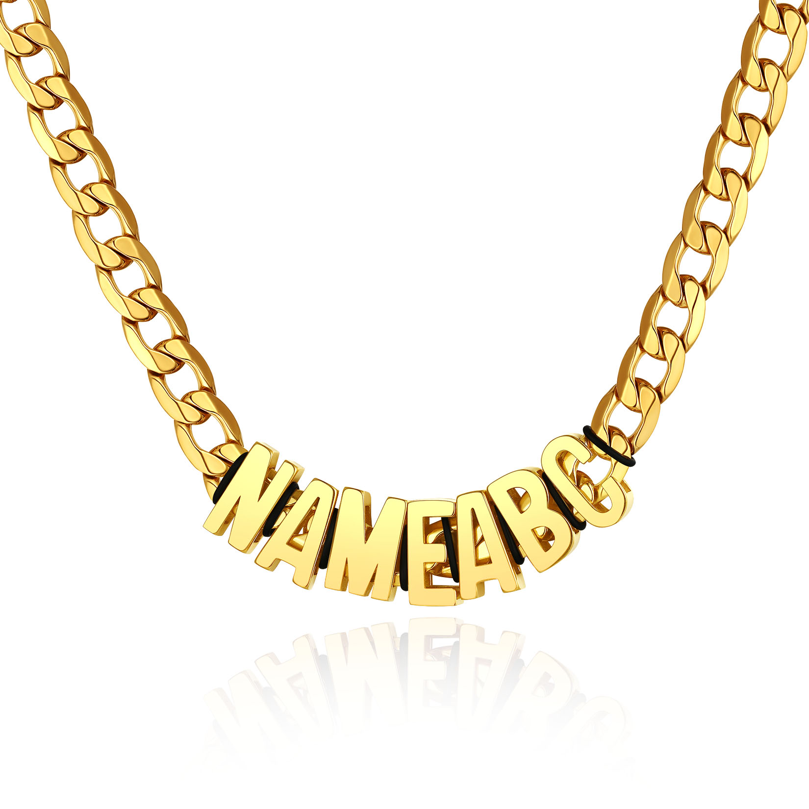 Custom Name Necklace 9mm Curb Chain For Him