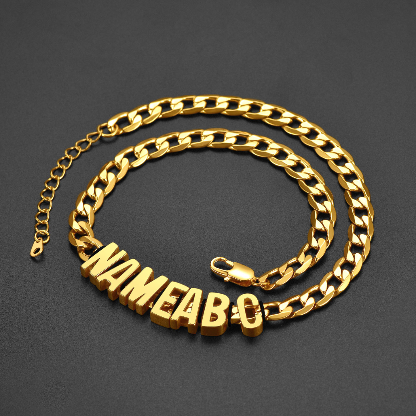 Custom Name Necklace 9mm Curb Chain For Him